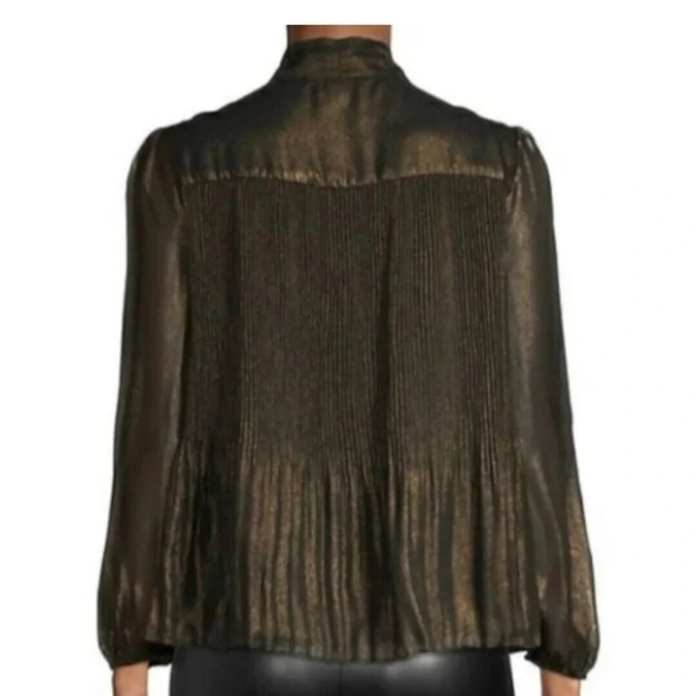 Nanette Lepore Black and Gold NWT top with pleated accents - Picture 2 of 8